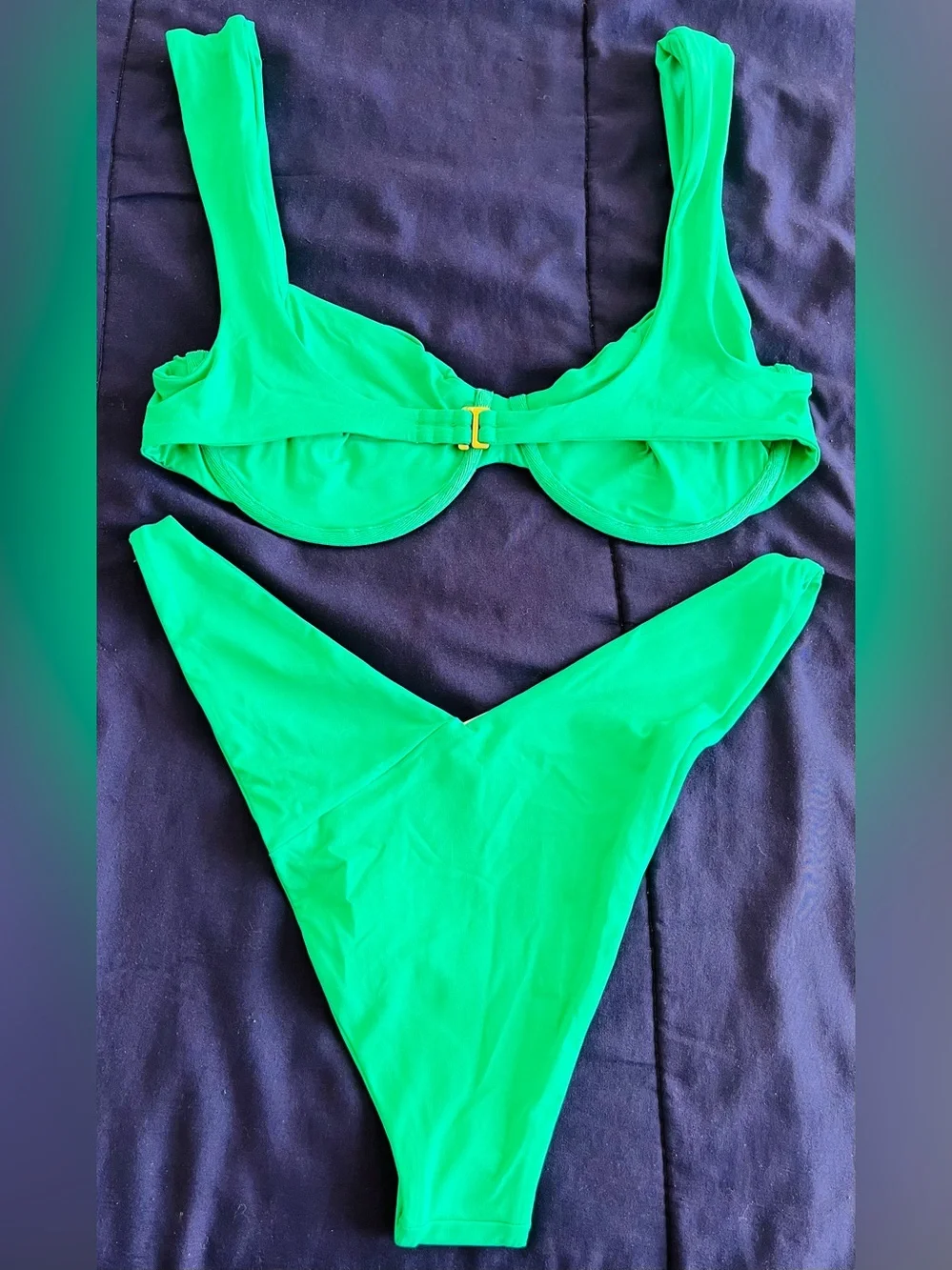 L*Space Bikini Set Stella Top & Low Tide Bottom XL Jade Green Resortwear Swim